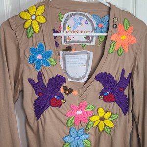 Joystick brown embroidered blouse